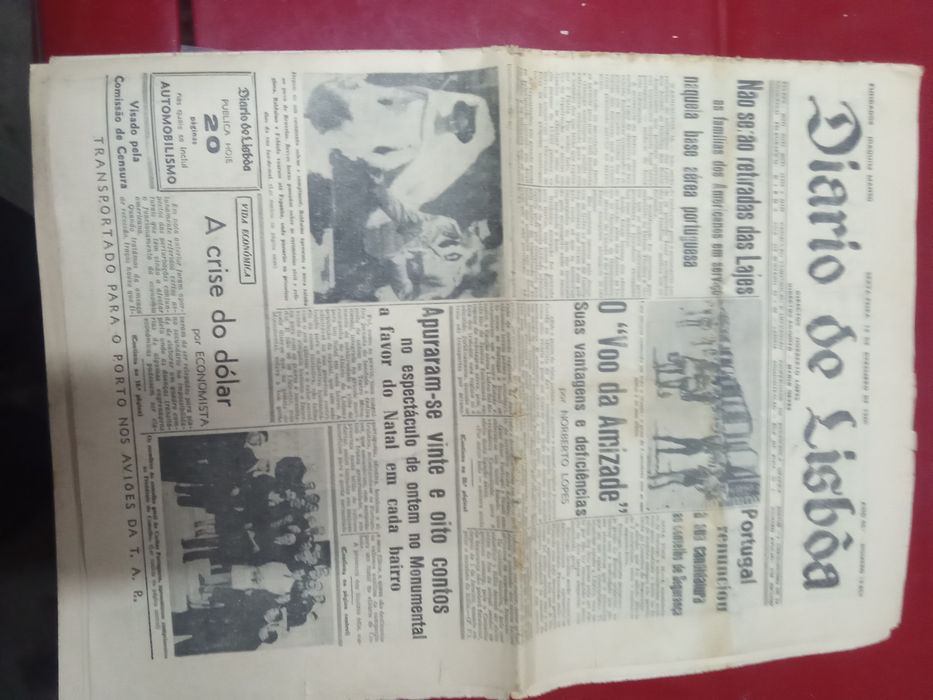 Diário Lisboa dezembro 1960! Bases lajes! Açores!