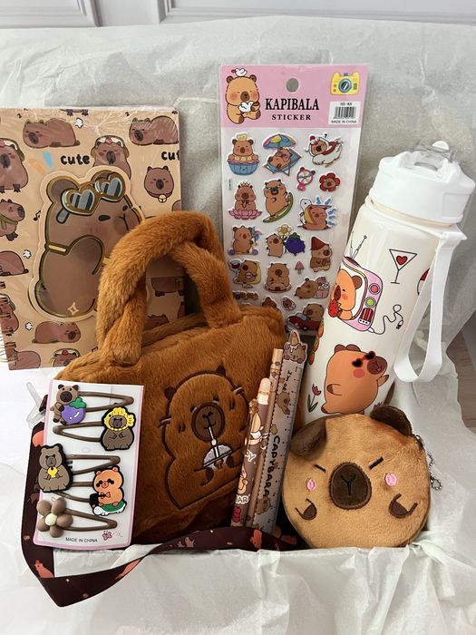 Дитячий подарунковий набір капібара іграшка сумки канцелярія