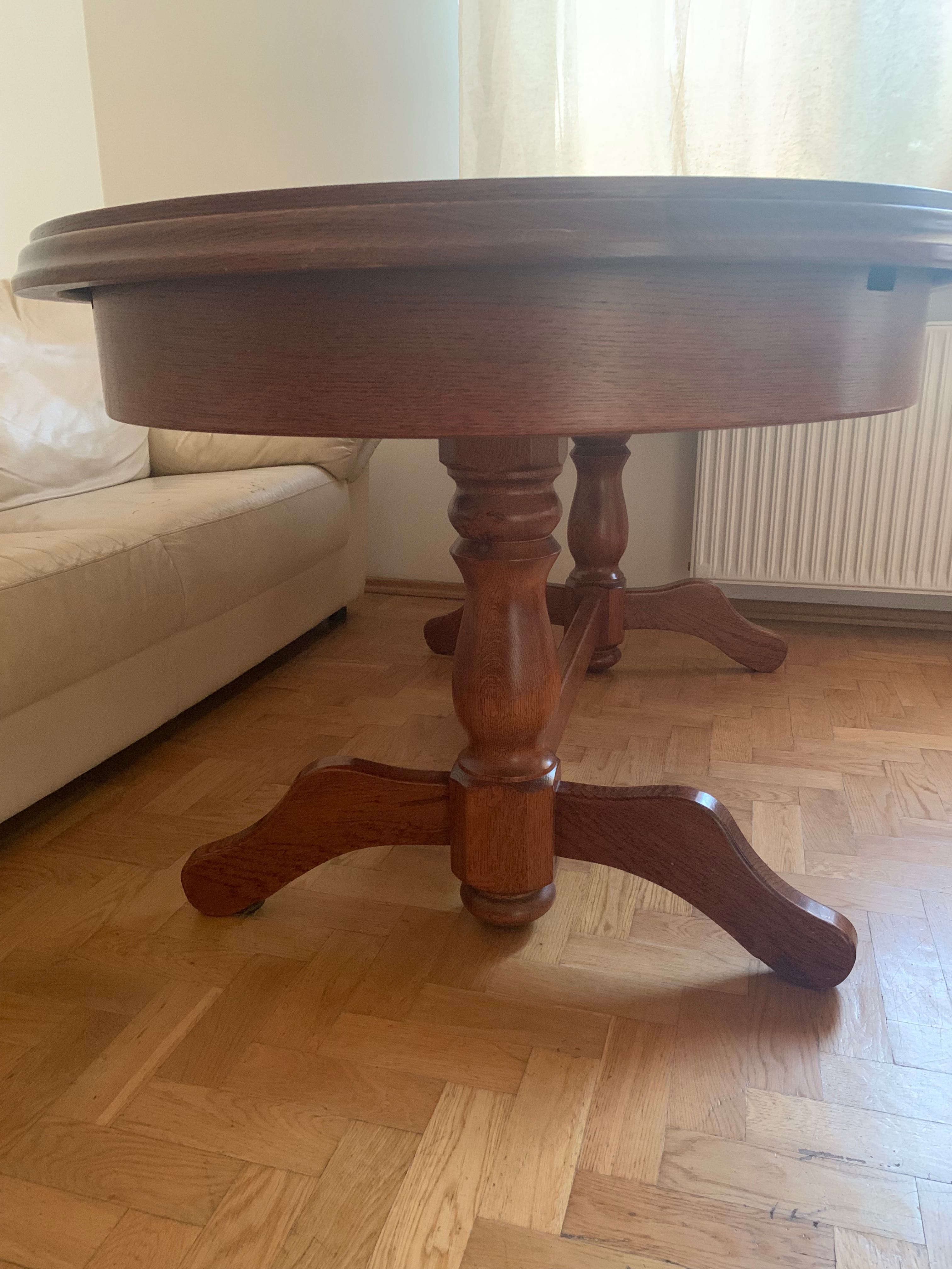 Niemiecki stół owalny Ludwikowski z litego drewna + 4 krzesła