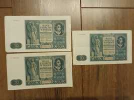 Banknoty 50zł 1941r - 3sztuki