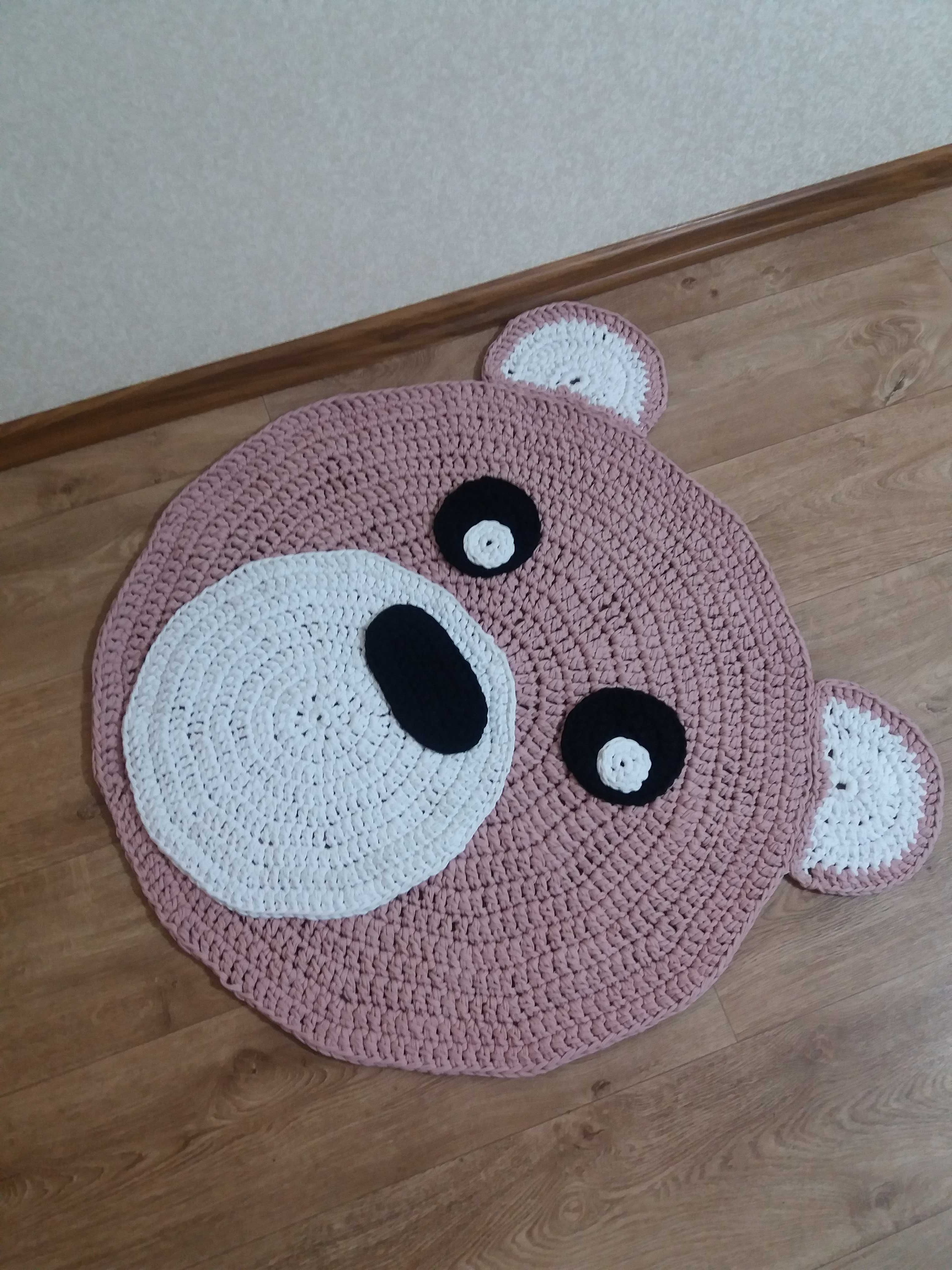 Детский коврик Мишка, вязаный коврик для детской комнаты
