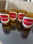 4 copos garrafas cerveja Cristal