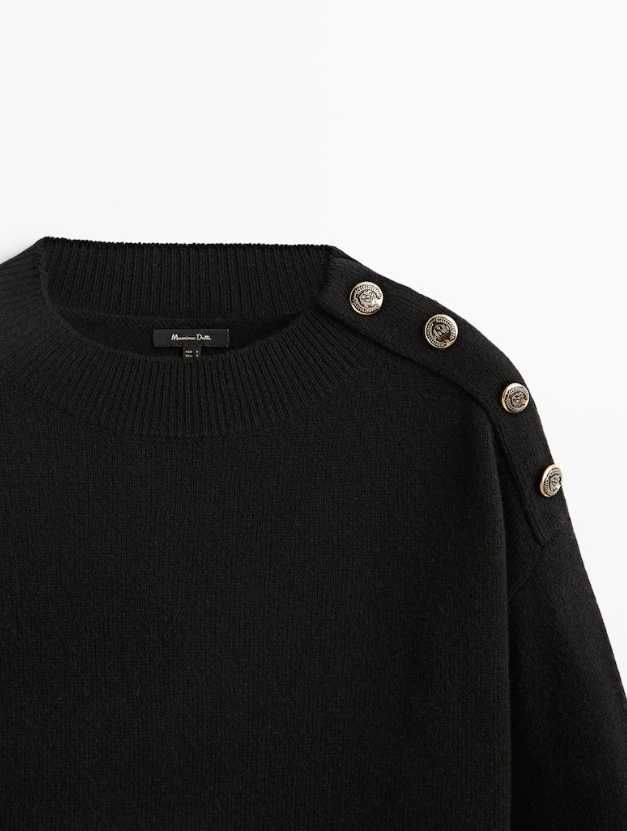 Sweter Massimo Dutti wełna kaszmir kaszmirowy czarny r. L