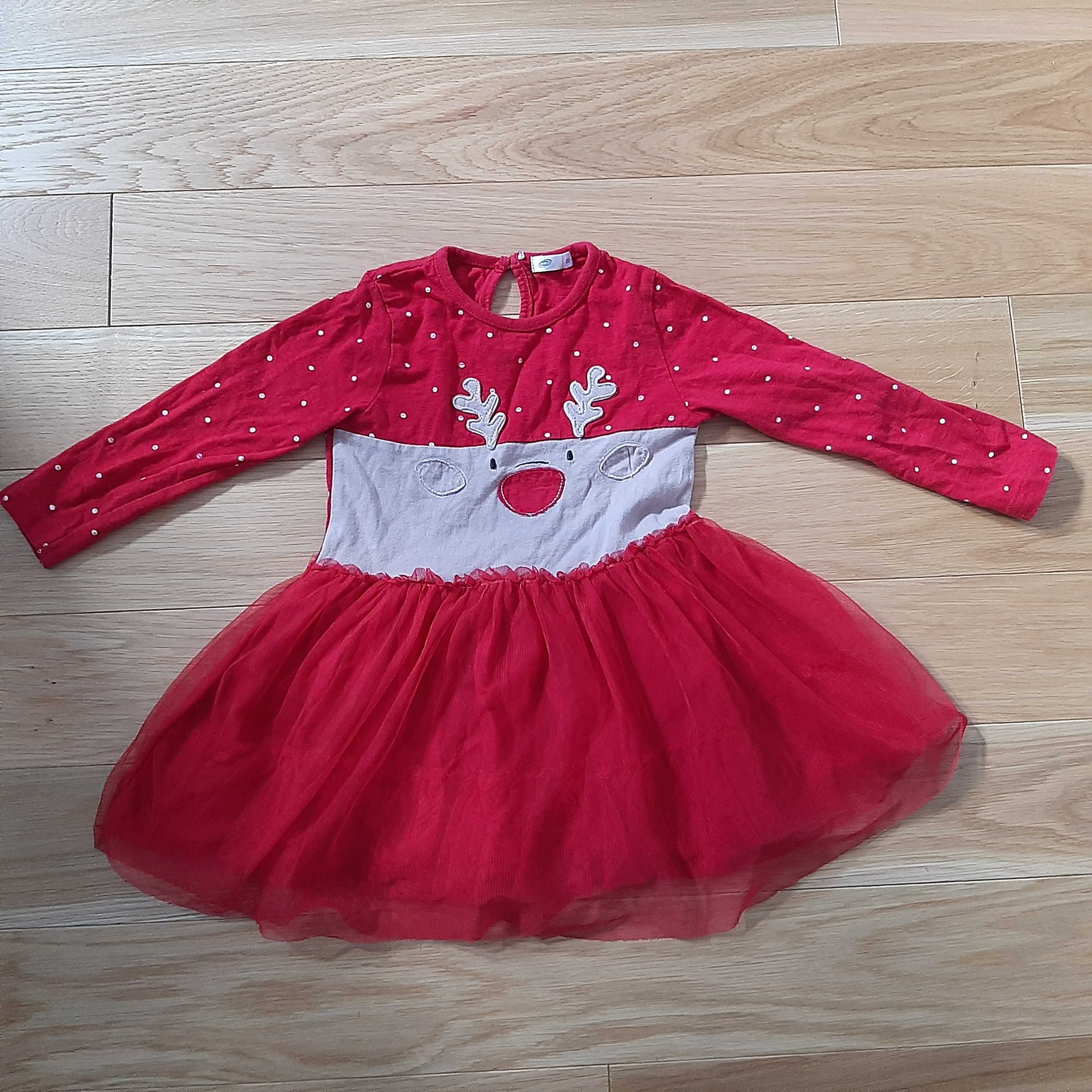 Czerwona bawełniano bawełniana tiulowa tiul sukienka sukieneczka 86