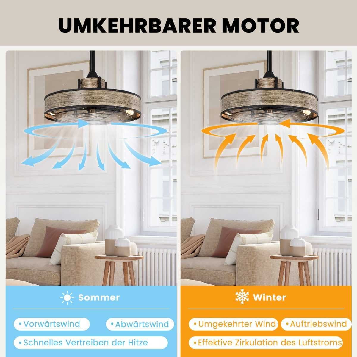 Lampa wentylator sufitowy 50 cm, 3-biegowy, timer 4H, pilot