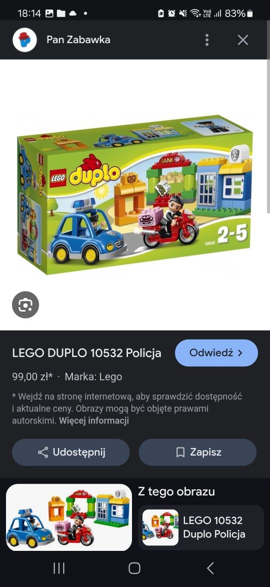 Lego.duplo zestaw policja złodziej motor