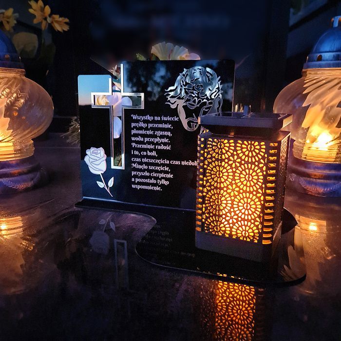 ZNICZ solarny led statuetka na cmentarz grób duża