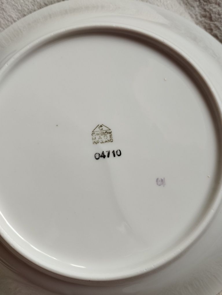Talerze głębokie Ćmielów czerwono złoty pasek PRL vintage