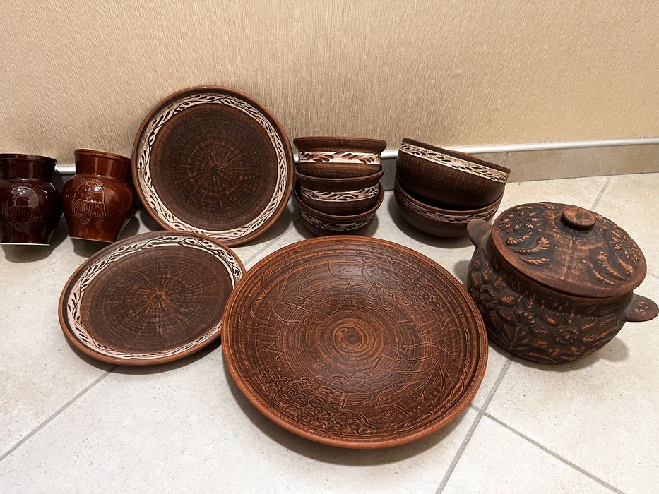 Посуд глиняний український набор глиняной посуды украинский