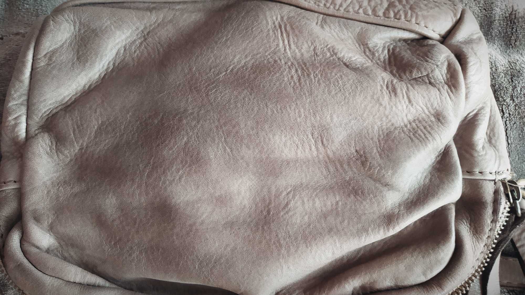 Torebka damska beżowa, taupe skóra Venezia