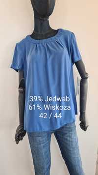 Bluzka 39% Jedwab i 61% Wiskoza. Rozmiar 42 XL / 44 XXL. Niebieska