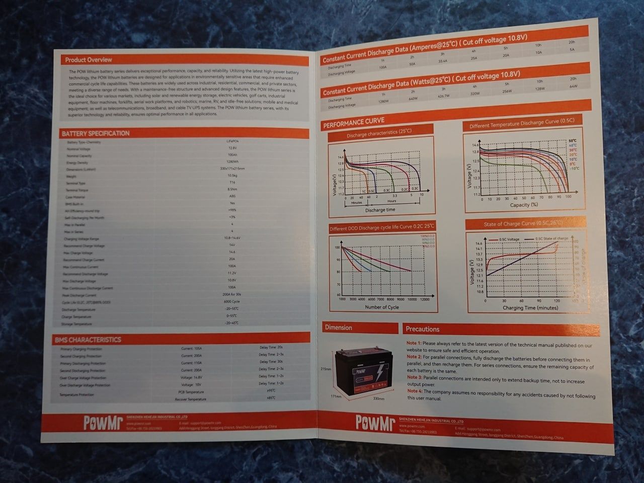 LifePO4 Аккумулятор POW-100 12.8V, POW-150AH 12.8V, POW-100AH 25.6V