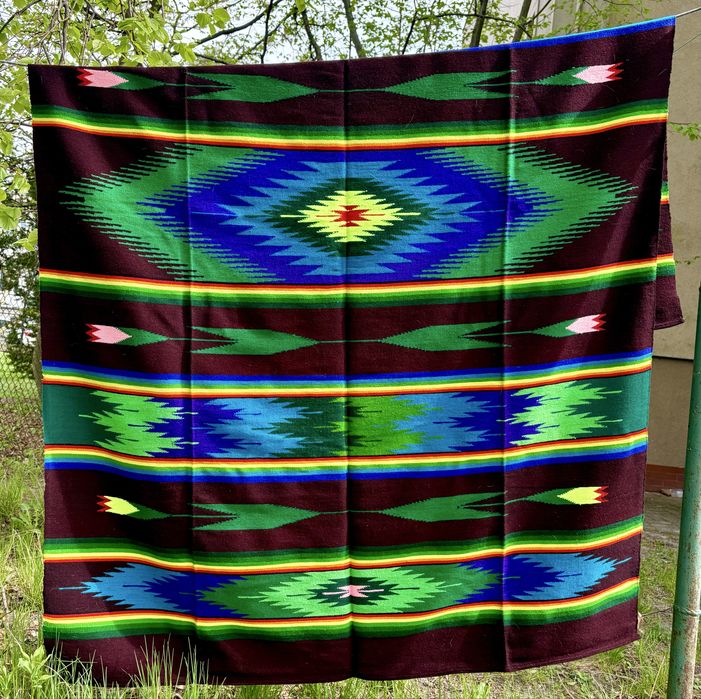 Kilim narzuta huculska wełna PRL vintage retro rustykalna stara hit