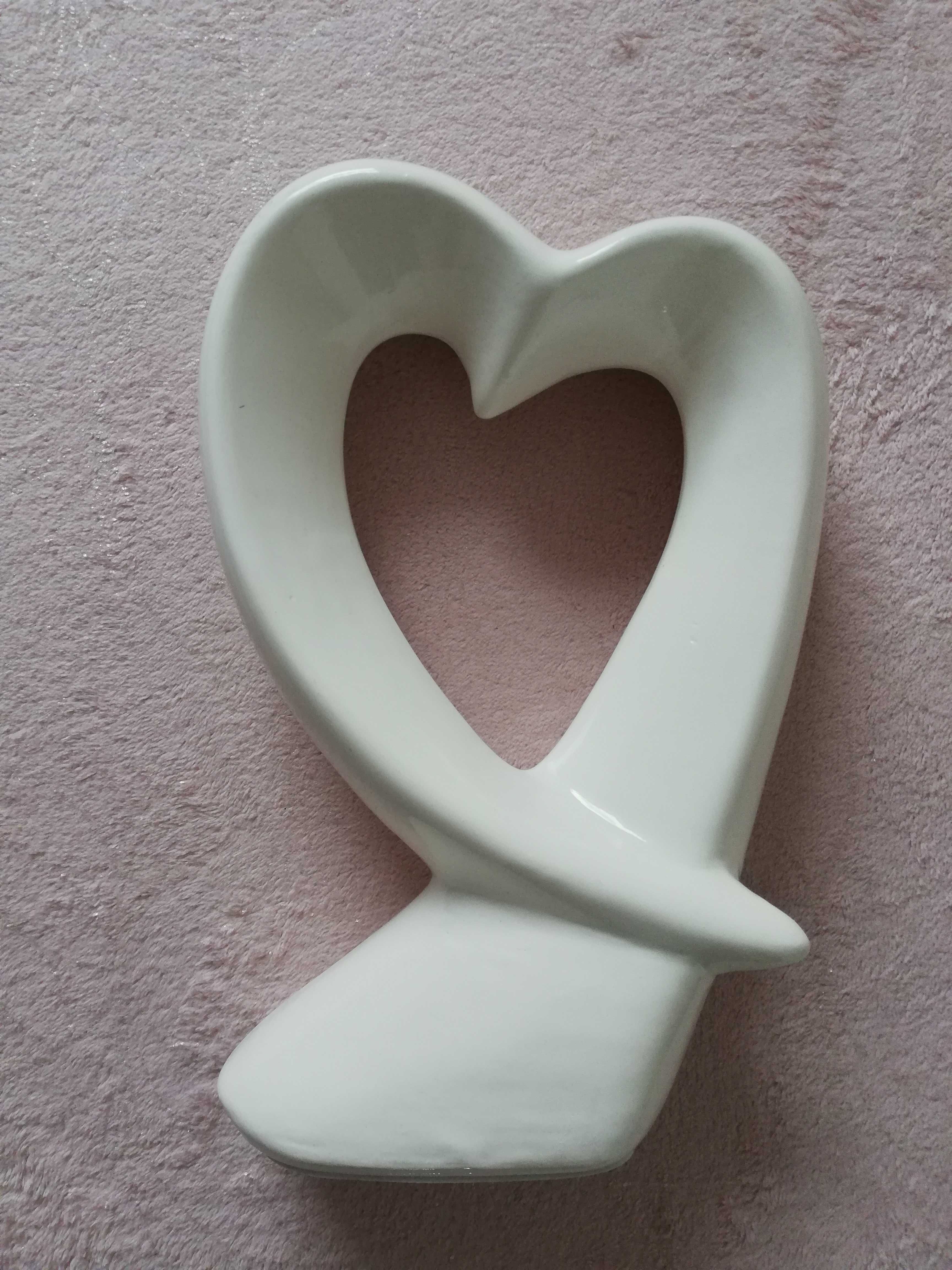 Ozdoba ceramiczna Serce, kolor biały, szkliwo