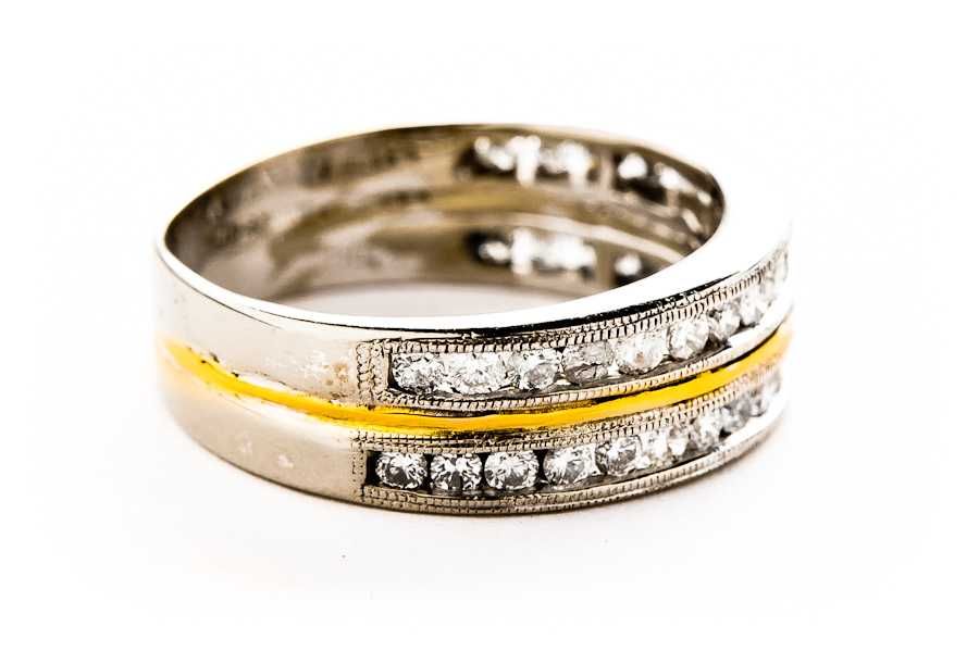 Złoty Pierścionek - DWA KOLORY ZŁOTA - 14K - 6,30g - DIAMENTY - Kraków