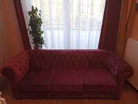 Sofa typu chesterfield- bordowa