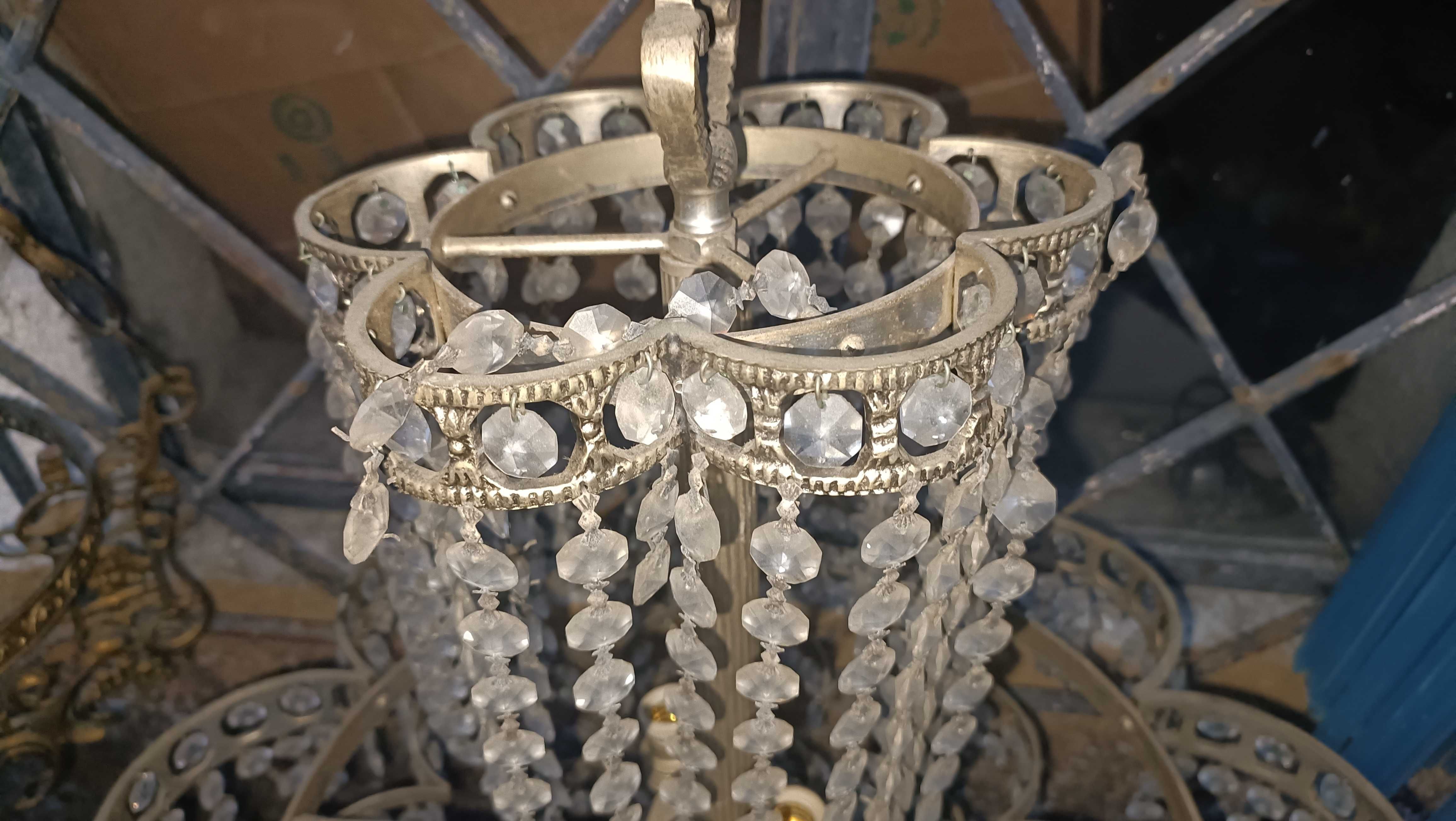 candeeiro de tecto em cristal ou vidro  + 2 apliques