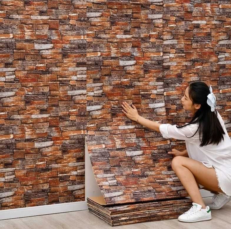 PANELE 3D ŚCIENNE Samoprzylepne Czerwona Stara Cegła Tapeta (-20%)