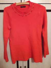 Sweter sweterek pomarancz S M vintage busida koraliki cekiny