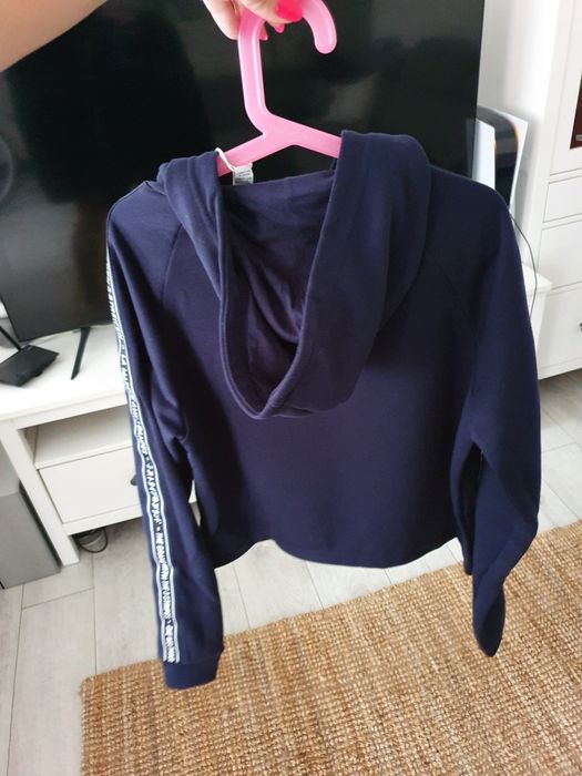 NOWA Bluza Adidas Orginals 164 granatowa z kapturem XS S szeroka