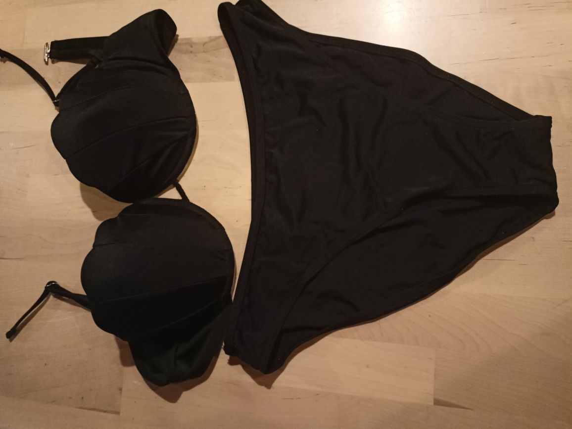 Czarny kostium strój kąpielowy dwuczęściowy XL 42  stanik75 C