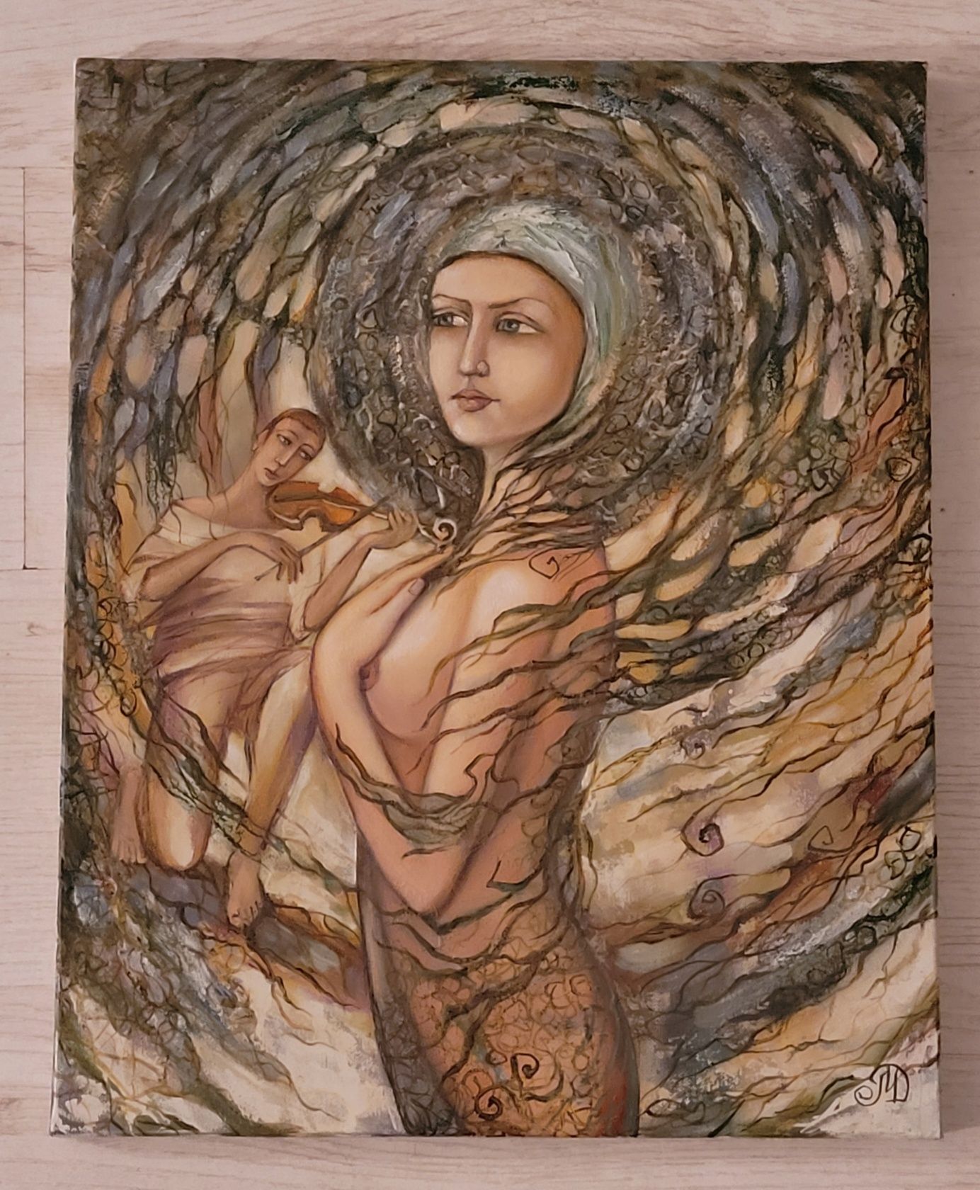 Obraz olejny Kobieta skrzypek płótno -fenomenalny efekt głębi 40x50 cm