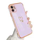 Etui Newseego do iPhone 11 – fioletowe, złote serduszka, błyszczące