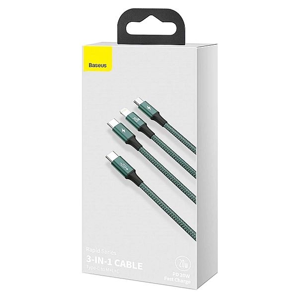 Kabel Baseus Rapid Series 3w1 USB-C - USB-C / Lightning / micro USB 20