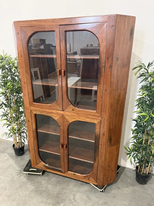 Piękna witryna narożna palisander lite drewno biblioteka dowóz wysyłka