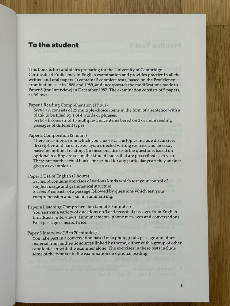 Cambridge Proficiency  Examination Practice 4