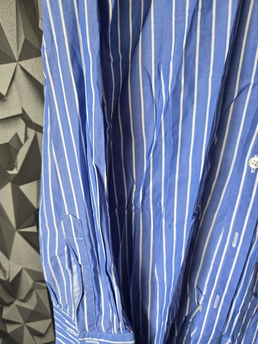 Męska błękitna koszula, koszula w paski.