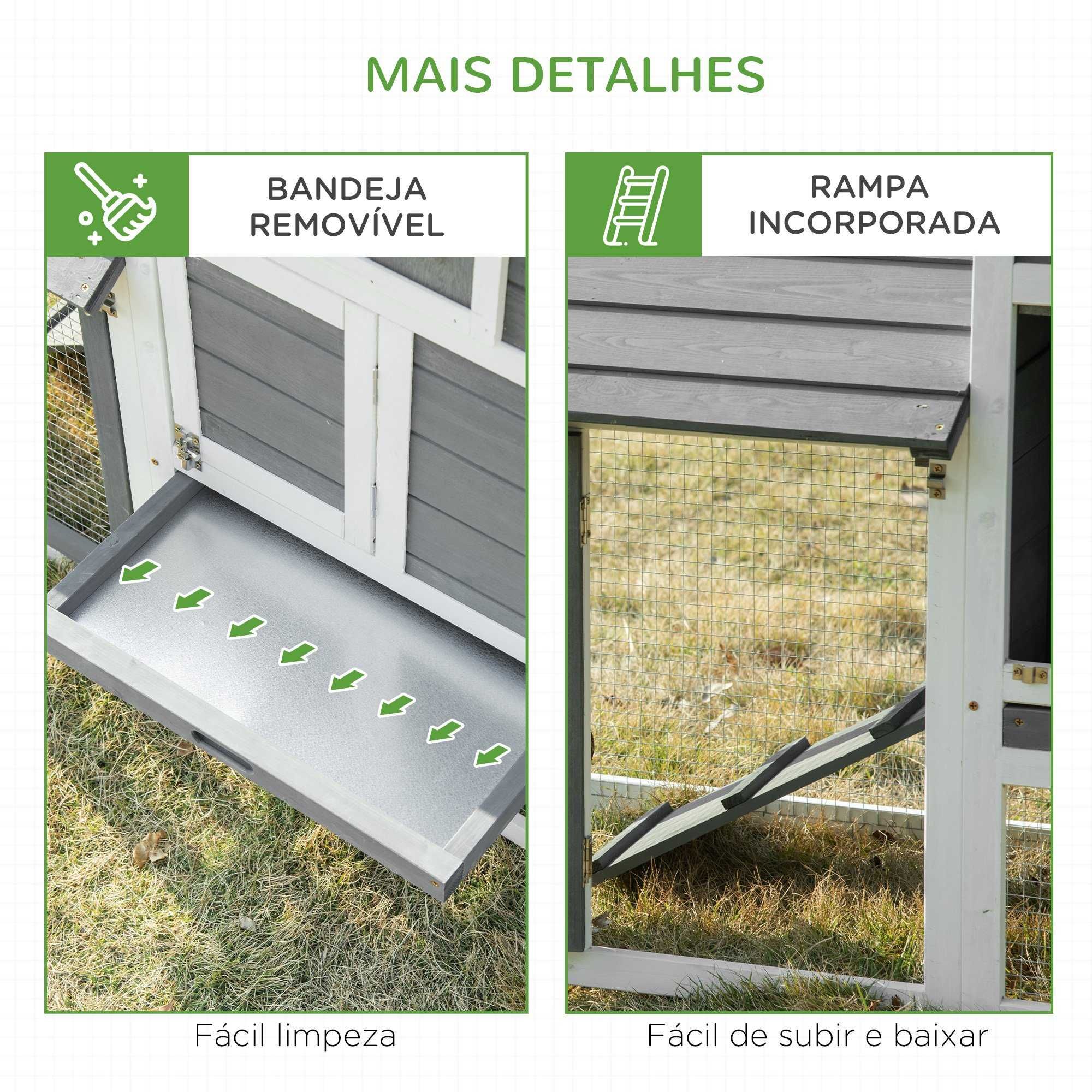 Galinheiro de Madeira p/ Exterior com Ninho 150x54x87 cm