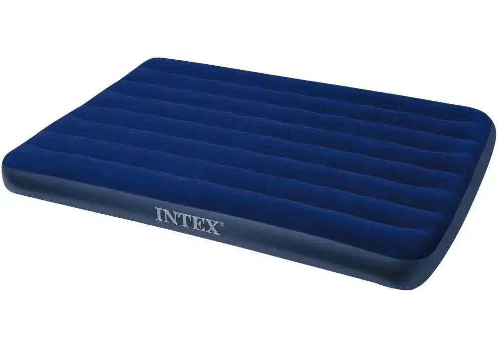 Надувний матрац Intex 64765 двомісний з насосом і подушками, велюровий