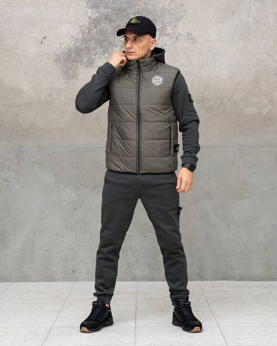 Костюм Зимовий спортивний STONE ISLAND Dark! Тринитка з НАЧОСОМ! Зима!