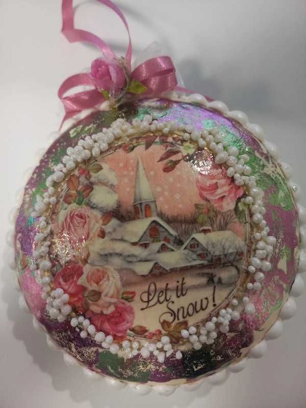 Bombka ozdoba decoupage vintage 2 stronna