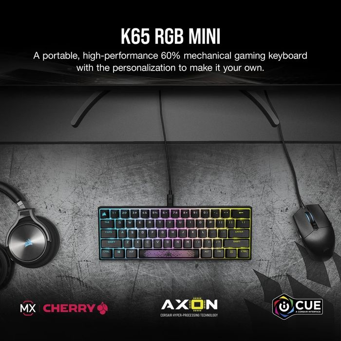 Teclado Mecânico CORSAIR K65 MINI 60% - RGB