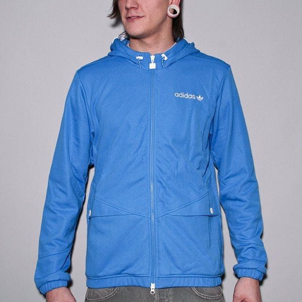 Вінтажна утеплена олімпійка зіпка бомбер adidas - sky blue