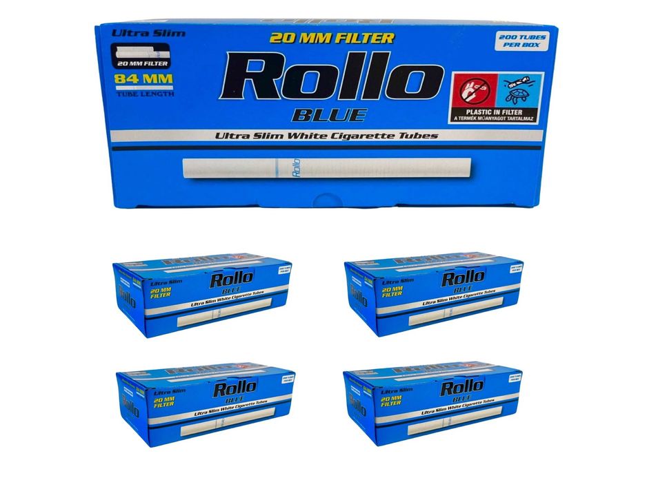5 x ROLLO BLUE 6,5 mm 200 szt GILZY PAPIEROSOWE ultra SLIM (84/25)
