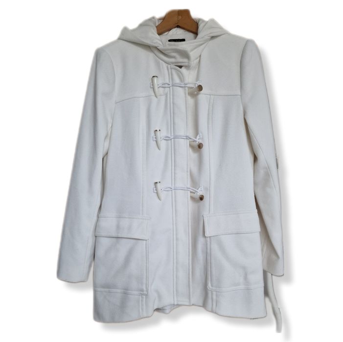 Płaszcz damski r. 42 kolor ecru z kapturem