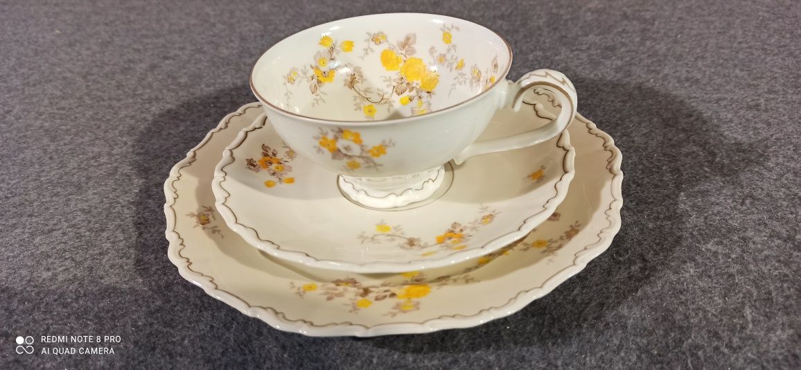 Porcelana SORAU CARSTENS  Mimose Żółta Róża  TRIO Żary