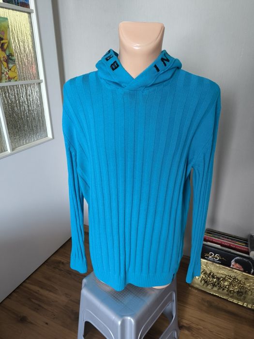 Bruno Banani sweter męski XL z kapturem niebieski rozciągliwy