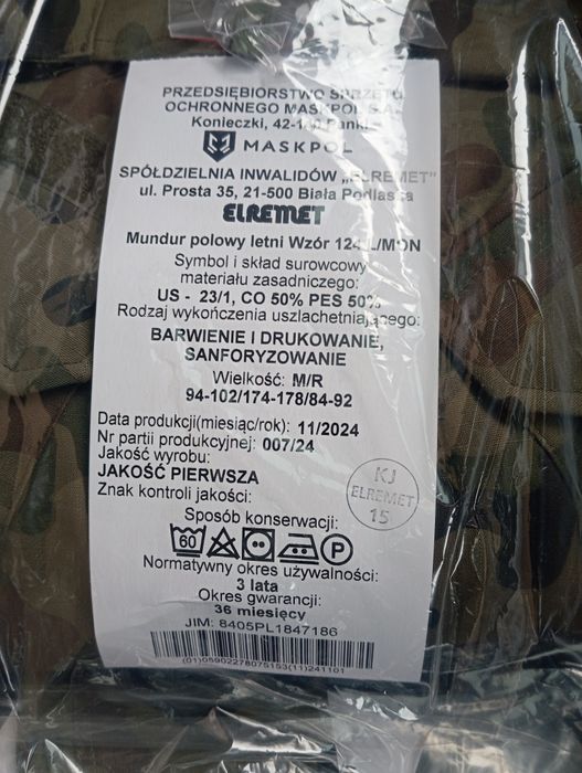 Mundur polowy letni wzór 124L/MON m/r + gratis!