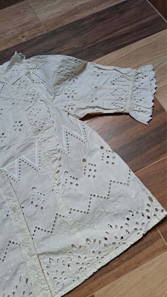 Komplet ażurowy Zara r.M spódnica bluzka ecru hafty kpl blogerski boho