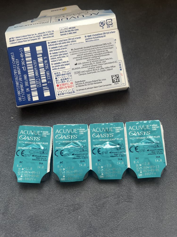 Soczewki dwutygodniowe Acuvue oasys -12 4 szt