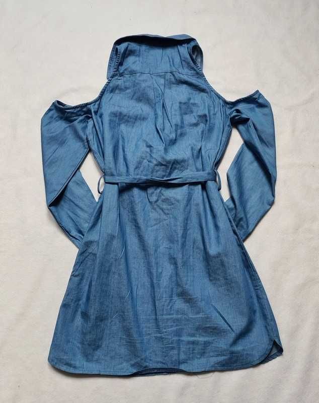 Exhibit niebieska koszulowa sukienka off shoulder S