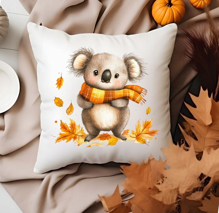 efektowna poszewka na jasiek poduszka słodka koala jesień 37x37cm pols