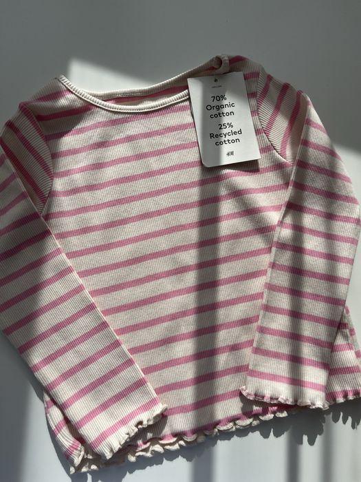 Реглан H&M, лонгслів в рубчик, кофтинка 110/116
