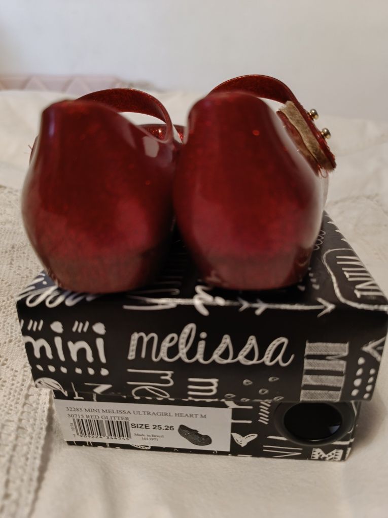 Baleriny balerinki mini Melissa Ultragirl heart M Red glitter ORYGINA