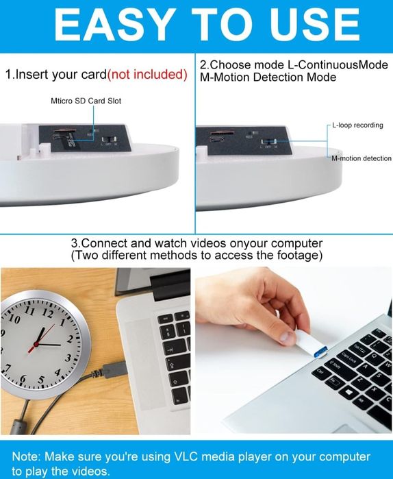 KAGMY Zegar ścienny z kamerą szpiegowską