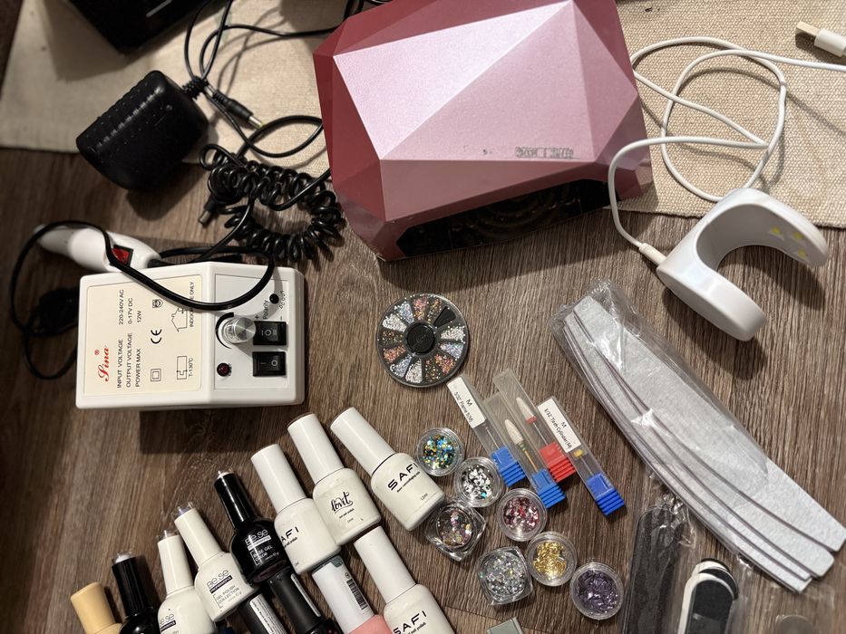 Набір для гель лаку, уф лампа, фрезер для нігтів, гель лак